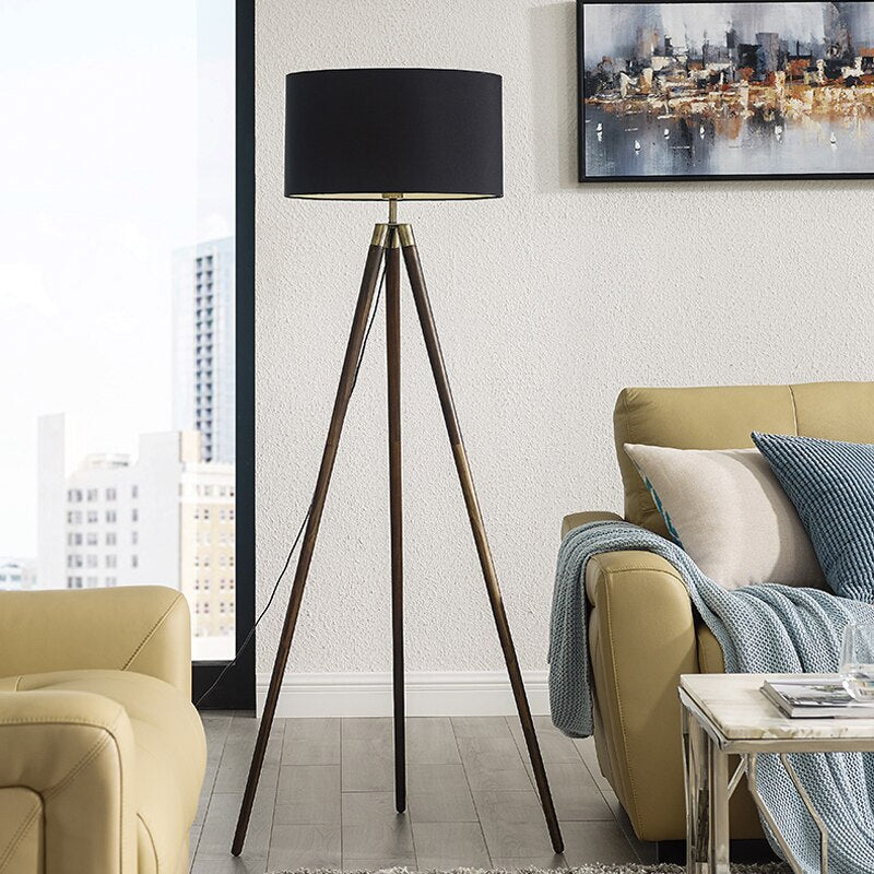 NIGHTSHADE Wooden Tripod Floor Lamp