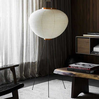 Standing Akari floor lamp. Rice Paper shade. Japanese design.