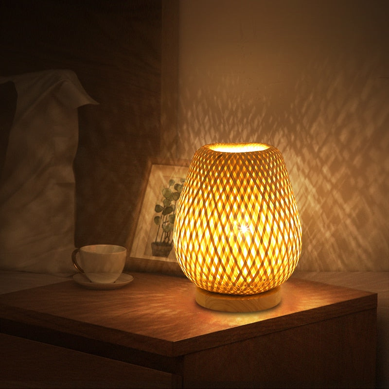 PEAR Bamboo Woven Table Lamp